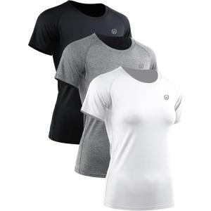image:imageNELEUS Womens 3 Pack Compression Workout Athletic Shirt8018 BlackGreyWhite