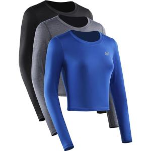 image:imageNELEUS Womens 3 Pack Compression Workout Athletic ShirtBlackGreyBlue  Long Sleeve