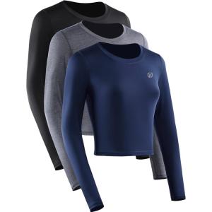 image:imageNELEUS Womens 3 Pack Compression Workout Athletic ShirtBlackGreyNavy Blue  Long Sleeve