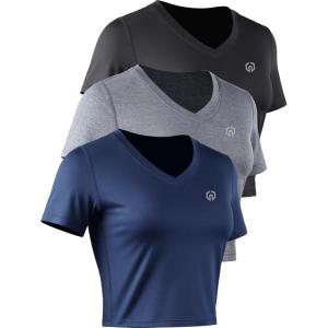 image:imageNELEUS Womens 3 Pack Compression Workout Athletic ShirtVneck BlackGreyNavy Blue  3 Pack