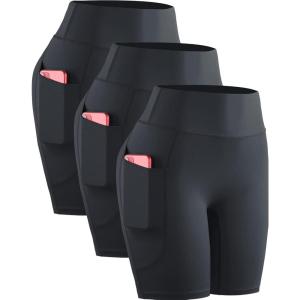 image:imageNELEUS Womens 8 Biker Shorts High Waist Tummy Control Workout Running Shorts for Gym Yoga9119 BlackBlackBlack 3 Pack