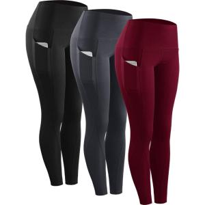 image:imageNELEUS Womens Soft Leggings9017 Yoga Pant 3 PackblackGreyRed