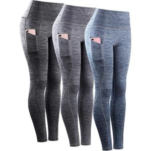 image:imageNELEUS Womens Soft Leggings9033 Yoga Pant 3 Pack Black grey navy Blue