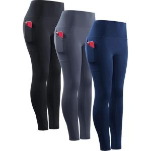image:imageNELEUS Womens Yoga Pant Tummy Control High Waist Running Leggings with Pocket9048 3 Pack blackGreyNavy Blue