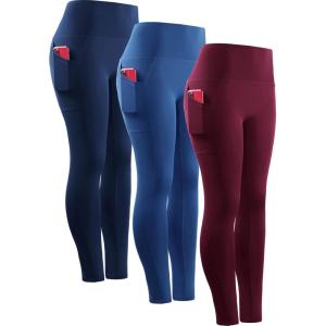 image:imageNELEUS Womens Yoga Pant Tummy Control High Waist Running Leggings with Pocket9048 3 Pack redDenim BlueNavy