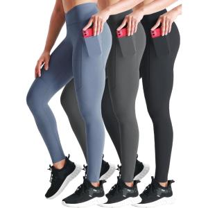 image:imageNELEUS Womens Yoga Pant Tummy Control High Waist Running Leggings with Pocket9124 BlackGreyNavy Blue 3 Pack