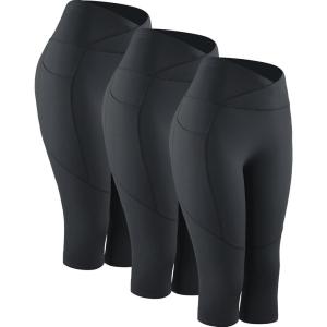image:imageNELEUS Womens Yoga Running Capris Tummy Control High Waist Workout Pants9123 BlackBlackBlack  3 Pack