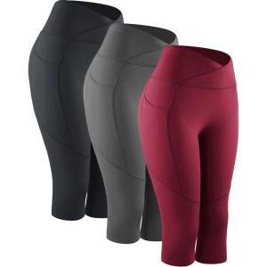 image:imageNELEUS Womens Yoga Running Capris Tummy Control High Waist Workout Pants9123 BlackGreyRed 3 Pack
