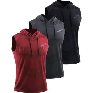 image:imageNeleus Mens Workout Tank Tops 3 Pack Sleeveless Running Shirts with Hoodie5098 BlackGreyRed 3 Pack