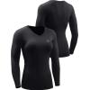 image:imageNELEUS Womens 3 Pack Compression Shirts Long Sleeve Yoga Athletic Running T ShirtVneck BlackBlackBlack 3 Pack