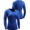 image:imageNELEUS Womens 3 Pack Compression Shirts Long Sleeve Yoga Athletic Running T ShirtVneck BlackBlueWhite 3 Pack