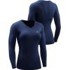 image:imageNELEUS Womens 3 Pack Compression Shirts Long Sleeve Yoga Athletic Running T ShirtVneck BlackGreyNavy Blue 3 Pack