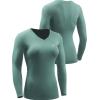 image:imageNELEUS Womens 3 Pack Compression Shirts Long Sleeve Yoga Athletic Running T ShirtVneck PinkPurpleBlackish Green 3 Pack