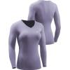 image:imageNELEUS Womens 3 Pack Compression Shirts Long Sleeve Yoga Athletic Running T ShirtVneck PinkPurpleBlackish Green 3 Pack