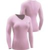 image:imageNELEUS Womens 3 Pack Compression Shirts Long Sleeve Yoga Athletic Running T ShirtVneck PinkPurpleBlackish Green 3 Pack