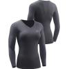image:imageNELEUS Womens 3 Pack Compression Shirts Long Sleeve Yoga Athletic Running T ShirtVneck PurpleBlackGrey 3 Pack