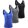 image:imageNELEUS Womens 3 Pack Compression Tank Top Support Yoga Bra with Cups Athletic Running Shirts8199 BlackGreyBlue