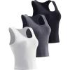 image:imageNELEUS Womens Running Crop Tank Tops Dry Fit Workout Athletic Crop Shirts Pack of 38080 BlackDark GreyWhite 3 Pack
