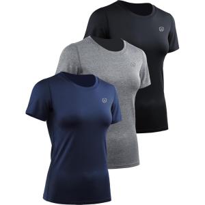 image:imageNELEUS Womens 3 Pack Athletic Running Shirt Workout Compression Shirts8017 BlackGreyNavy Blue
