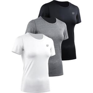 image:imageNELEUS Womens 3 Pack Athletic Running Shirt Workout Compression Shirts8017 BlackGreyWhite