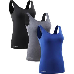 image:imageNELEUS Womens 3 Pack Compression Tank Top Support Yoga Bra with Cups Athletic Running Shirts8087 BlackGreyBlue