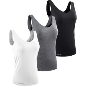 image:imageNELEUS Womens 3 Pack Compression Tank Top Support Yoga Bra with Cups Athletic Running Shirts8199 BlackGreyWhite