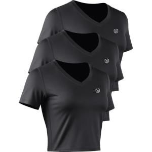 image:imageNELEUS Womens 3 Pack Compression Workout Athletic ShirtVneck BlackBlackBlack  3 Pack
