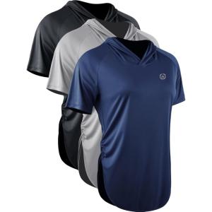 image:imageNELEUS Womens Running Hooded Athletic Shirt 3 Pack8104 BlackGreyNavy Blue 3 Pack