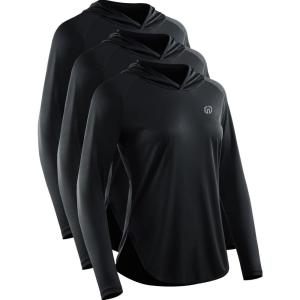 image:imageNELEUS Womens Sun Protection Running Shirts Workout Athletic Shirts with Hoods8090 BlackBlackBlack 3 Pack