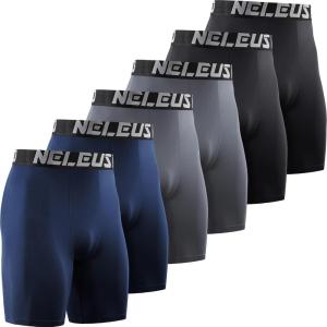 image:imageNELEUS 3 or 6 Pack Compression Shorts for Men Spandex Sport Shorts Running Athletic Workout Performance Baselayer Underwear6011 Black 2pcs grey2pcs navy Blue 2 Pcs