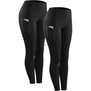image:imageNELEUS Womens High Waist Running Workout Leggings for Yoga with Pockets9017 Yoga Pant 2 Packblack