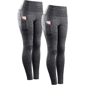 image:imageNELEUS Womens High Waist Running Workout Leggings for Yoga with Pockets9033 Yoga Pant 2 Pack Black black