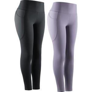 image:imageNELEUS Womens High Waist Running Workout Leggings for Yoga with Pockets9069 BackLight Purple  2 Pack