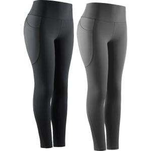 image:imageNELEUS Womens High Waist Running Workout Leggings for Yoga with Pockets9069 BlackGrey  2 Pack