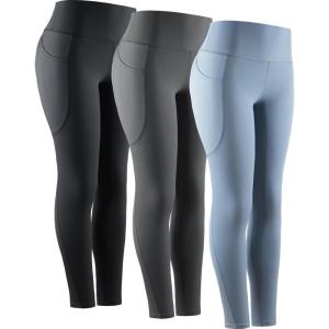 image:imageNELEUS Womens High Waist Running Workout Leggings for Yoga with Pockets9069 BlackGreyLight Steel Blue 3 Pack