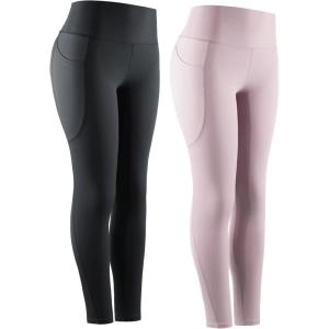 image:imageNELEUS Womens High Waist Running Workout Leggings for Yoga with Pockets9069 BlackLavender Blush  2 Pack