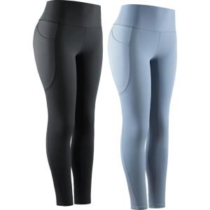 image:imageNELEUS Womens High Waist Running Workout Leggings for Yoga with Pockets9069 BlackLight Steel Blue  2 Pack
