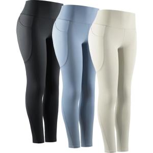 image:imageNELEUS Womens High Waist Running Workout Leggings for Yoga with Pockets9069 BlackLight Steel BlueIvory 3 Pack