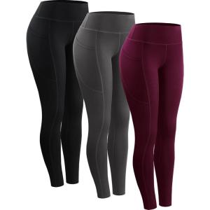 image:imageNELEUS Womens High Waist Running Workout Leggings for Yoga with Pockets9152 Black grey red  Pack of 3