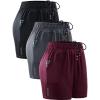 image:imageNELEUS Womens Lightweight Running Shorts Workout Athletic Short for Yoga with Pocket4 Inseam BlackGreyRed  3 Pack