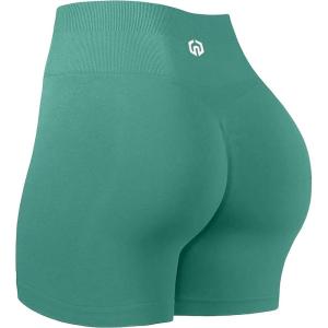 image:imageNELEUS Workout ShortsLegging for Women Scrunch Seamless Soft High Waist Gym ShortsPantsQ1055 1 Pack lake Green