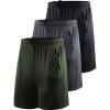 image:imageNELEUS Mens Basketball Shorts 7 Workout Running Shorts6083 3 Pack blackGreyOlive Green