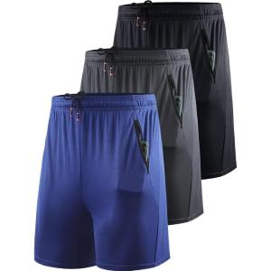 image:imageNELEUS Mens Basketball Shorts 7 Workout Running Shorts6083 3 Pack blackGreyBlue