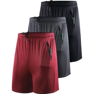 image:imageNELEUS Mens Basketball Shorts 7 Workout Running Shorts6083 3 Pack blackGreyRed