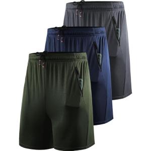 image:imageNELEUS Mens Basketball Shorts 7 Workout Running Shorts6083 3 Pack greyNavyOlive Green