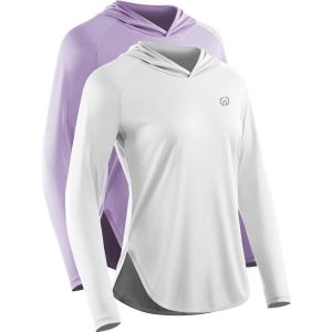 image:imageNELEUS Womens Sun Protection Running Athletic Long Sleeve Hoodie Shirts8090 2 Pack purpleWhite