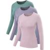 image:imageNELEUS Womens 3 Pack Athletic Compression Long Sleeve T Shirt Dry FitGreen pink