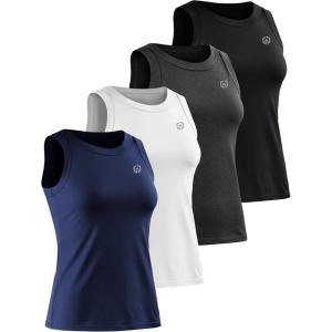 image:imageNELEUS Womens Racerback Yoga Workout Tank Top011 4 PackblackGreyNavy BlueWhite