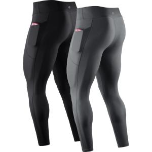 image:imageNELEUS Mens Dry Fit Compression Baselayer Pants Running Tights Leggings with Phone Pocket6109 2 Pack blackGrey