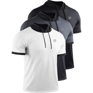 image:imageNELEUS Mens Dry Fit Performance Athletic Shirt with HoodsWhite